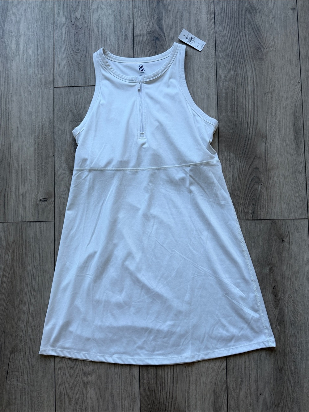 Lou & Grey Zip Softsculpt Tennis Pickleball White Dress Built In Bra Scuba Vaca